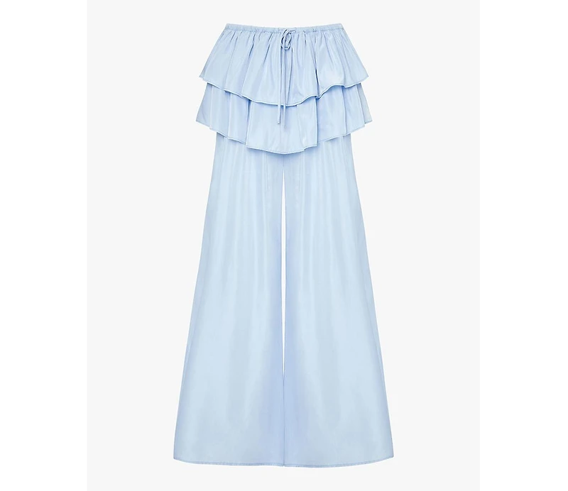 WeWoreWhat Women's Ruffle Waist Flare Pant