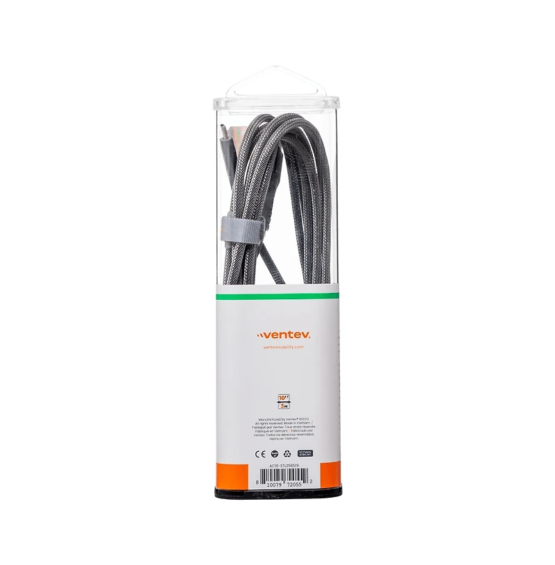 Ventev Alloy Usb A to Usb C High Speed Ultradurable 10 Foot Cable-Silver
