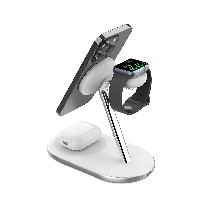Ventev 15W Ultrafast 3 in 1 Wireless Charging Stand-White