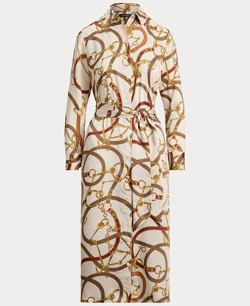Lauren Ralph Women's Luxe Twill-Fayella Belting-Print Dress