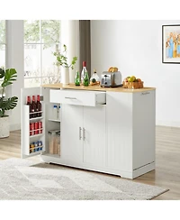 Streamdale Furniture Kitchen Island w/ Drawers & Trash Storage - White