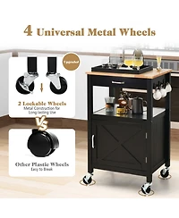 Volenca Rolling Kitchen Island Cart with Drawer and Side Hooks