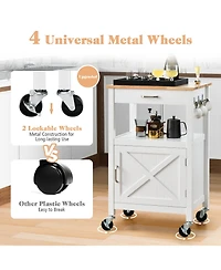 Volenca Rolling Kitchen Island Cart with Drawer and Side Hooks