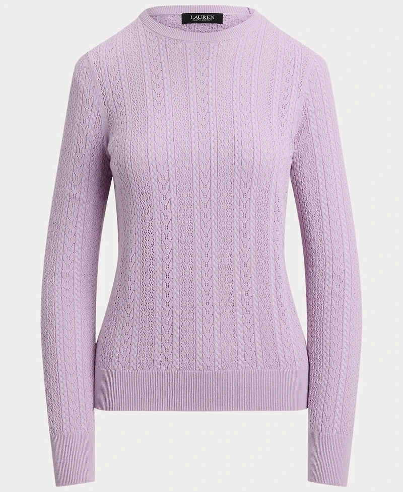 Lauren Ralph Women's Long Sleeves Pointelle-Knit Sweater
