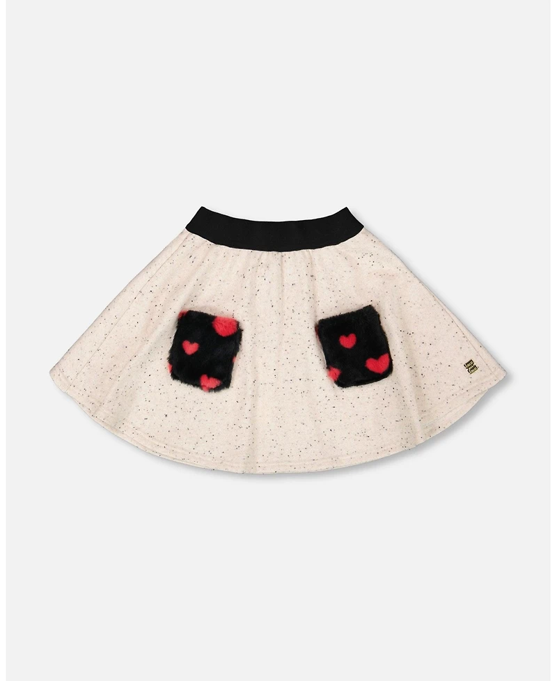 Deux par Girl Glittering French Terry Skirt Beige and Black