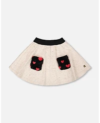 Deux par Girl Glittering French Terry Skirt Beige and Black