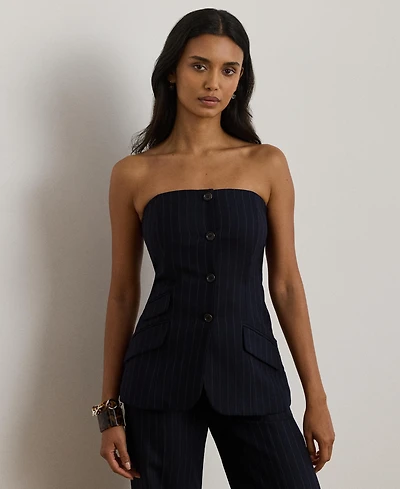 Lauren Ralph Women's Suiting-Caita Pinstripe Wool-Blend Twill Top