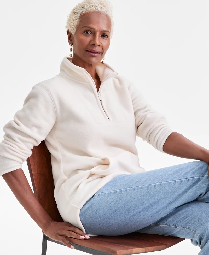 Style & Co Women's Polar Fleece Quarter-Zip Mock-Neck Sweatshirt, Created for Macy's