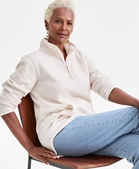 Style & Co Women's Polar Fleece Quarter-Zip Mock-Neck Sweatshirt, Created for Macy's