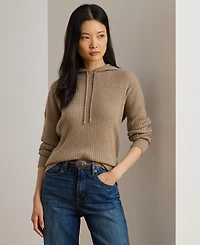 Lauren Ralph Women's Cashmere Yaymin Long Sleeve Sweater Hoodie