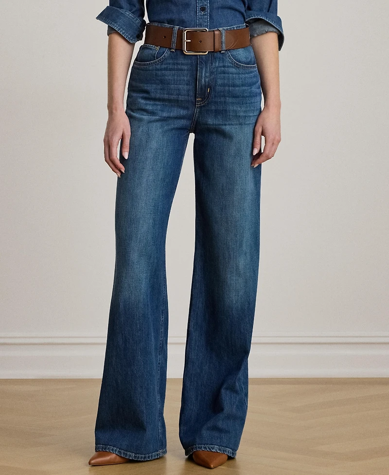 Lauren Ralph Women's High-Rise Wide-Leg Rigid Denim Jeans