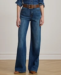 Lauren Ralph Women's High-Rise Wide-Leg Rigid Denim Jeans
