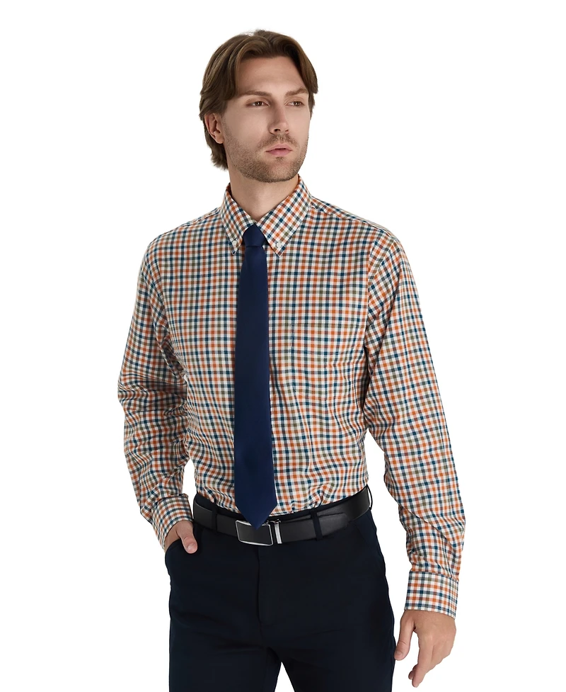 Club Room Men's Fashion Plaid Pattern Poplin Shirt, Macy's Exclusive