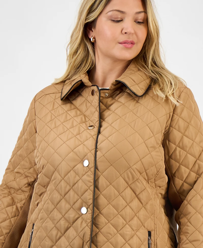 Jones New York Plus Quilted Snap-Front Jacket