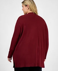 Jones New York Plus Open-Front Long-Sleeve Cardigan