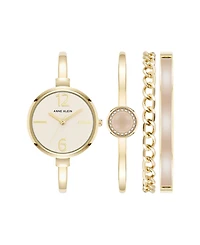 Anne Klein Women's Quartz Pink and Gold-Tone Metal Alloy Bangle Watch Set, 32mm