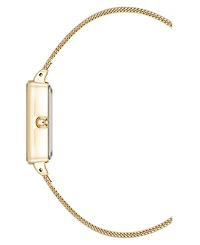 Anne Klein Women's Quartz Rectangular Gold-Tone Stainless Steel Mesh Watch, 21mm