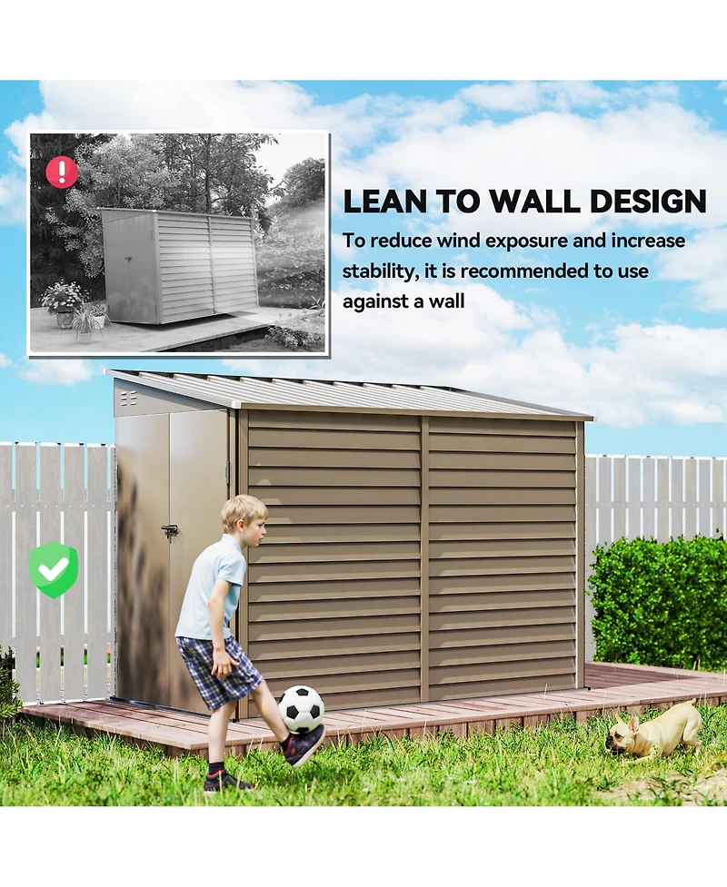 Outsunny 4.6' x 9' Metal Outdoor Storage Shed with Lockable Doors Dark