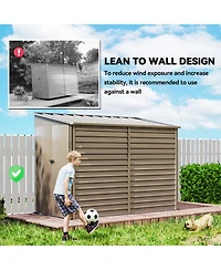 Outsunny 4.6' x 9' Metal Outdoor Storage Shed with Lockable Doors Dark