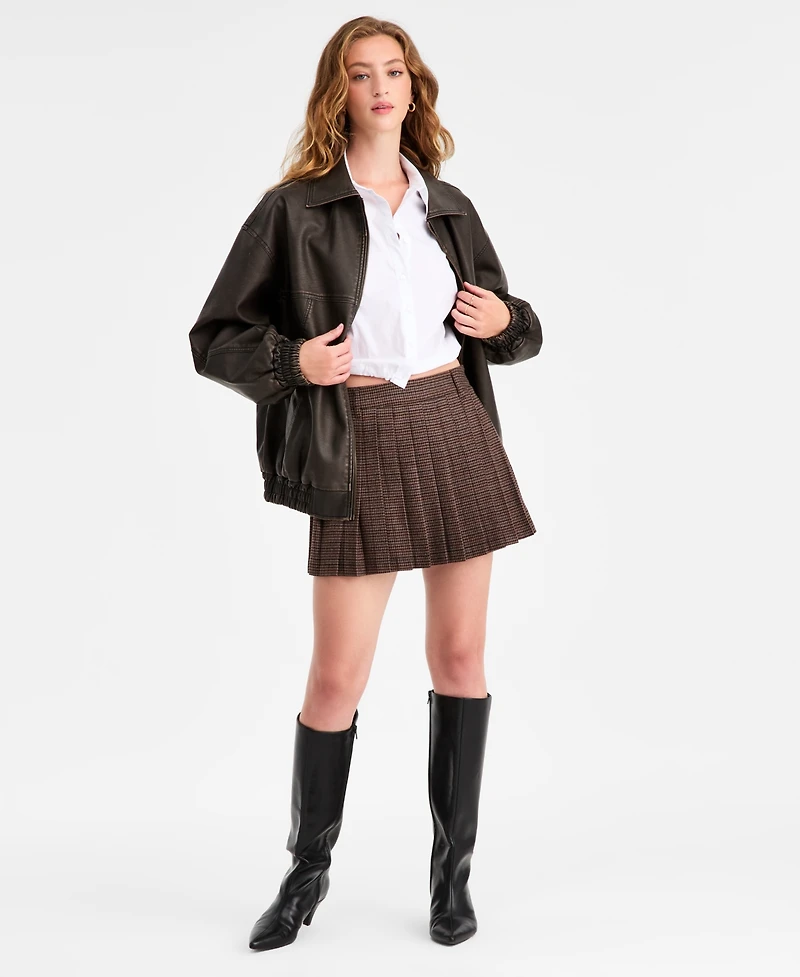 Bar Iii Women's Plaid Pleated Mini Skort, Macy's Exclusive