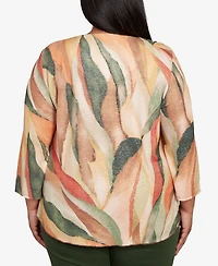 Alfred Dunner Plus Mount Laurel Stained Glass Shimmer V-Neck Top