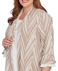 Alfred Dunner Plus Urban Legend Exploded Chevron Two One Pull On Top with Necklace