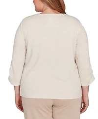 Alfred Dunner Plus Urban Legend Center Embellished V-Neck Top
