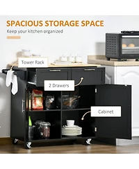 Halifax North America Black Kitchen Trolley: Modern Rolling Cart with Adjustable Shelving