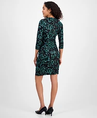 Kasper Women's Printed 3/4-Sleeve Faux-Wrap Dress