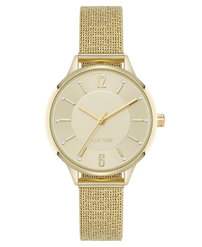 Nine West Women's Quartz Capital Gold-Tone Stainless Steel Mesh Watch