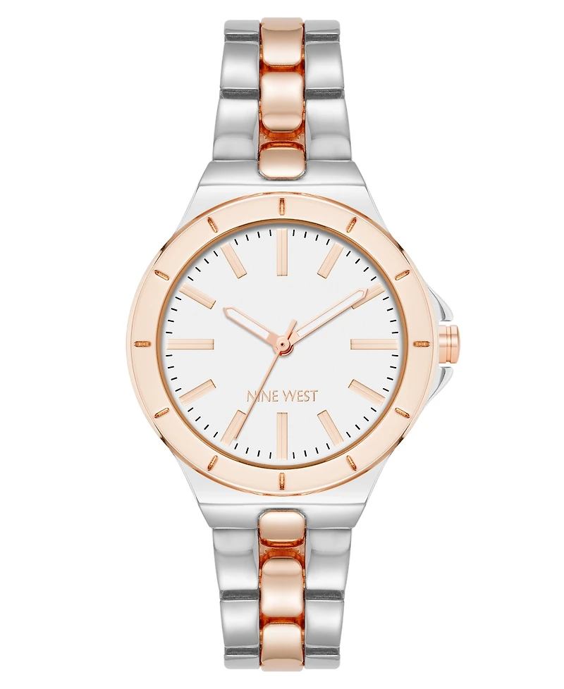 Anne Klein Women's Quartz Iconic Silver-Tone and Rose Gold-Tone Metal Alloy Watch, 35mm