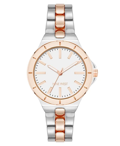 Anne Klein Women's Quartz Iconic Silver-Tone and Rose Gold-Tone Metal Alloy Watch, 35mm