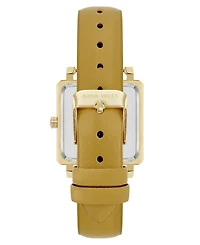 Nine West Women's Quartz Yellow Leather and Gold-Tone Watch, 29mm