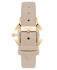 Nine West Women's Quartz Signature Ivory Leather and Gold-Tone Watch, 34mm