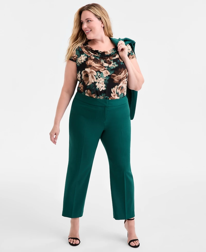 Kasper Plus Mid-Rise Straight-Leg Ankle Pants