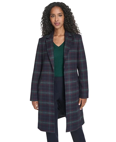 Tommy Hilfiger Women's Windowpane Open Front Topper Jacket