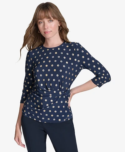 Tommy Hilfiger Women's Crew Neck Moondance Dot Top