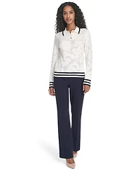 Tommy Hilfiger Women's Jacquard Long Sleeve Floral Sweater