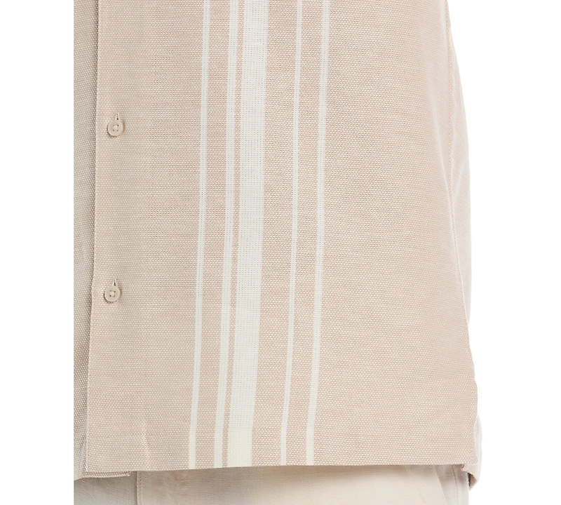 Cubavera Men's Yarndye Panels Dobby Short Sleeve Button Down Shirt