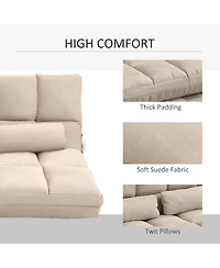 Homcom Convertible Floor Sofa with Adjustable Backrest and Headrest