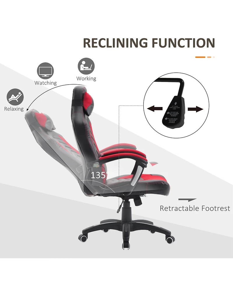 Homcom Massage Chair Office Computer Task Heating Recliner Swivel w/Headrest