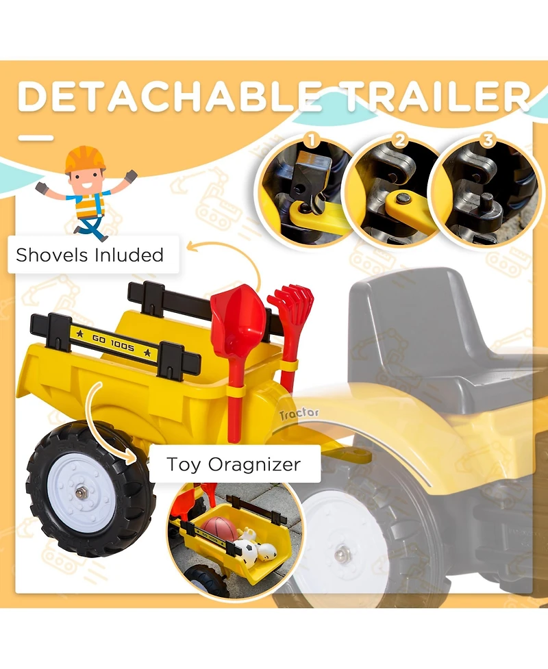 Aosom Kid's Ride-On Toy, Pedal Digger Construction Car,