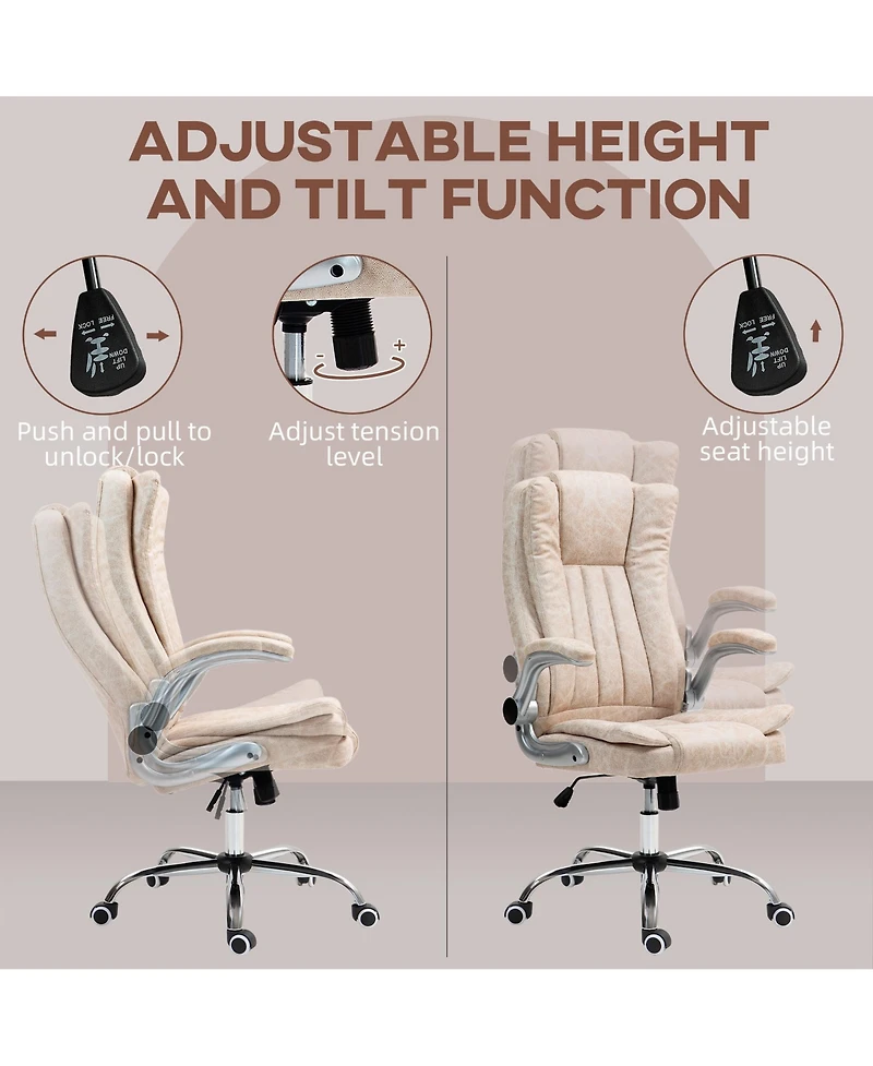 Homcom High Back Office Chair with Flip-up Arms and Tilt Function,