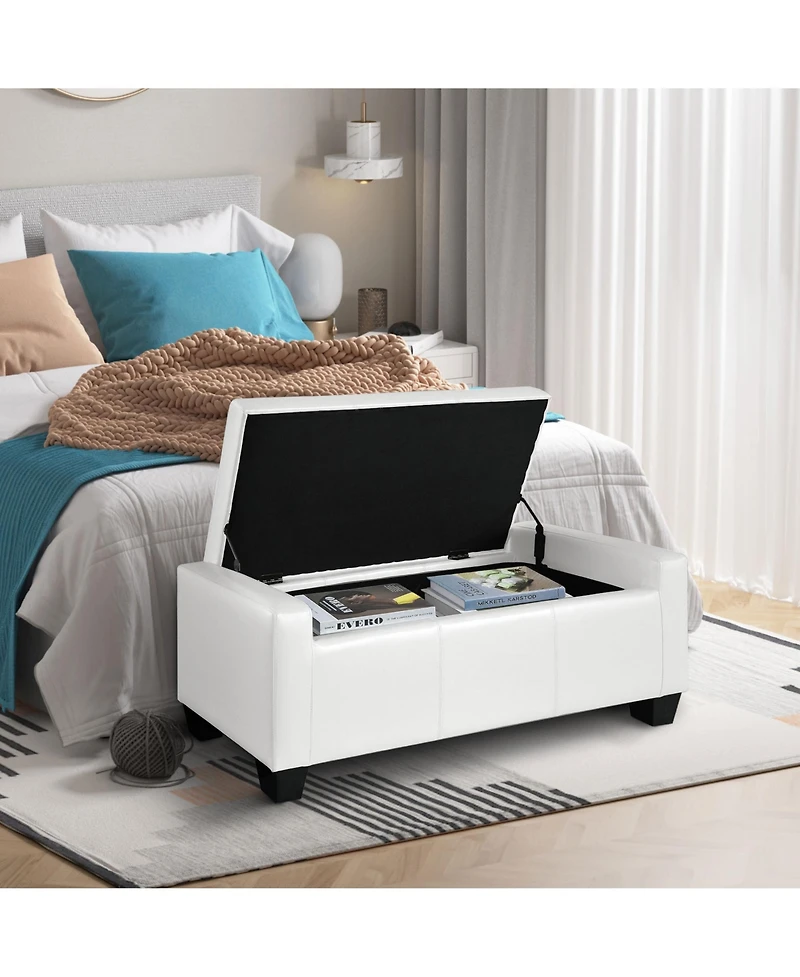 Homcom Home Modern Ottoman Storage Bench Seat Footrest Sofa Shoe Faux Leather