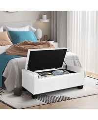 Homcom Home Modern Ottoman Storage Bench Seat Footrest Sofa Shoe Faux Leather