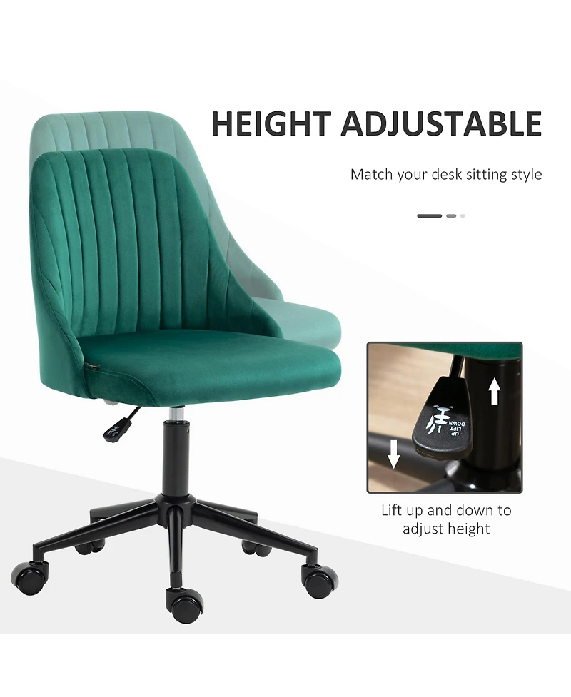 Vinsetto Velvet-Touch Mid-Back Armless Computer Office Task Chair Seat,