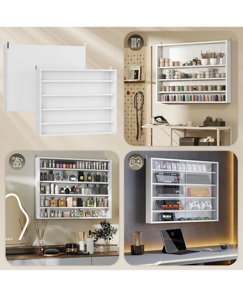 Homcom 5-Tier Display Cabinet Glass Cabinet with 4 Adjustable Shelves,