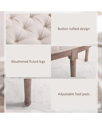 Homcom Vintage Semi-Circle Entryway Bench w/Tufted Upholste Fabric, Off
