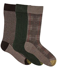 Gold Toe Men's 3-Pack Saville Tweed Reinforced Crew Socks