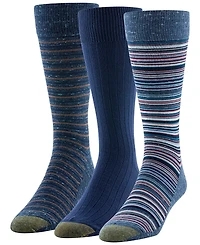 Gold Toe Men's 3-Pack Frankie Stripe Reinforced Toe Crew Socks